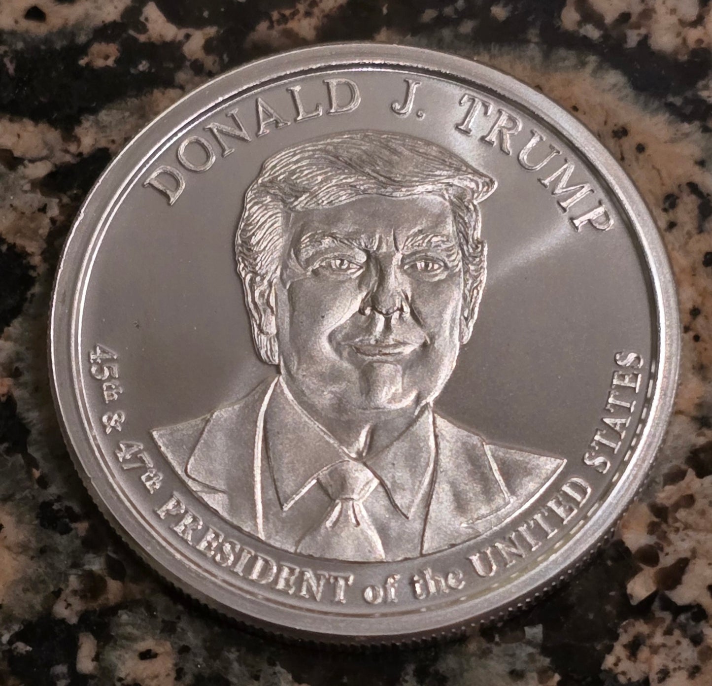 DONALD J. TRUMP 45th AND 47th President .999 FINE SILVER COLLECTORS ROUND w/ CAPSULE