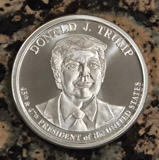 DONALD J. TRUMP 45th AND 47th President .999 FINE SILVER COLLECTORS ROUND w/ CAPSULE