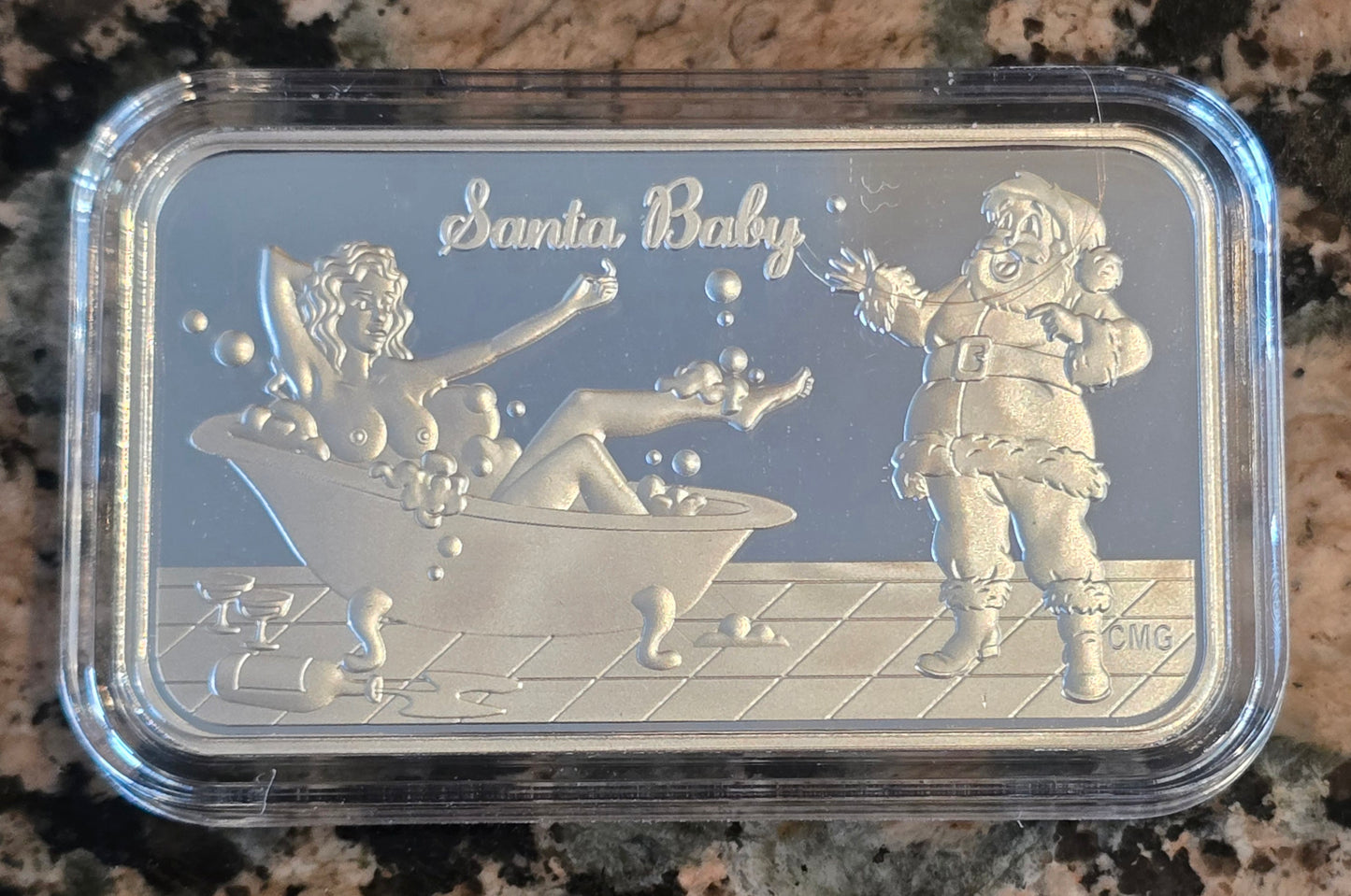 2024 Santa Baby 1 Oz .999 Silver CMG Mint Sexy Art Bar Very Rare 78 mintage w/ COA