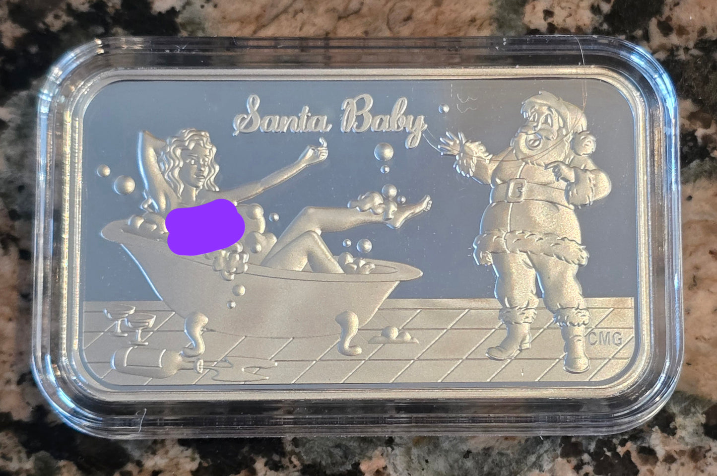 2024 Santa Baby 1 Oz .999 Silver CMG Mint Sexy Art Bar Very Rare 78 mintage w/ COA