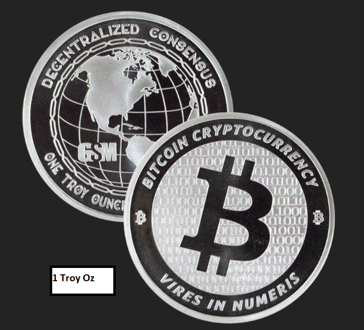 Bitcoin Crypto 1 Ounce .999 Fine Silver BU Collectors Round & Protective Capsule