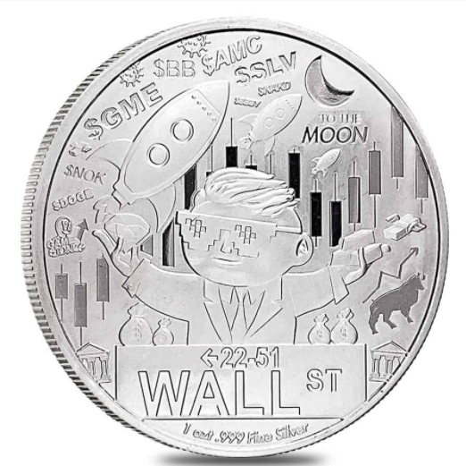 Wall Street Silver 1 oz .999 Fine Silver Squeeze Blockchain Crypto with Capsule