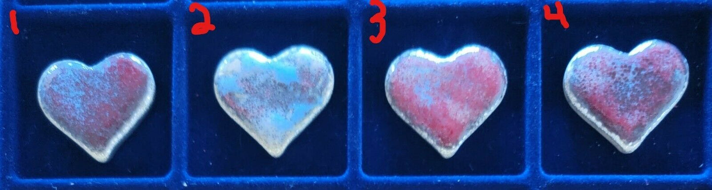 Valentines Day Heart Twice Baked One-Off #1 .999 1oz Silver Baked Enamel Art Bar