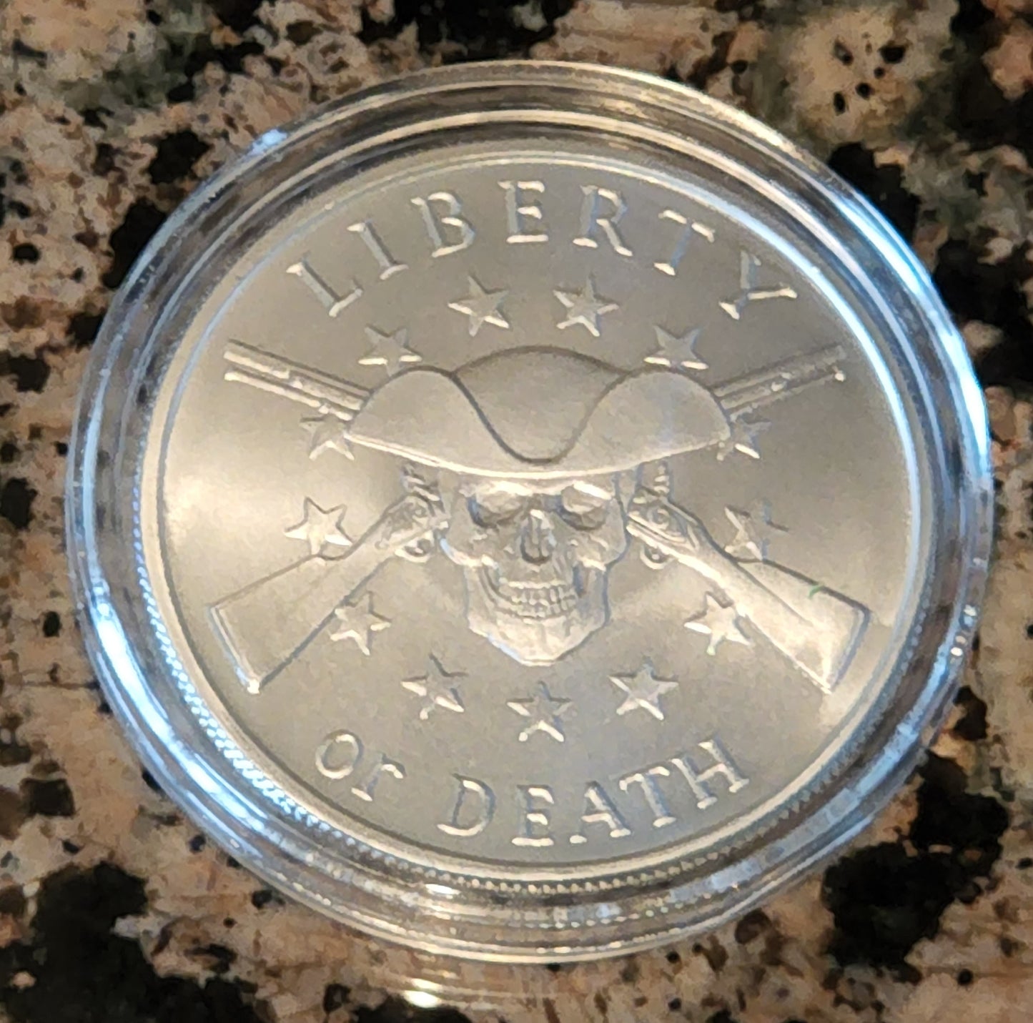 Liberty Or Death 1 Troy Oz Silver BU Round .999 Fine w/ Protective Capsule