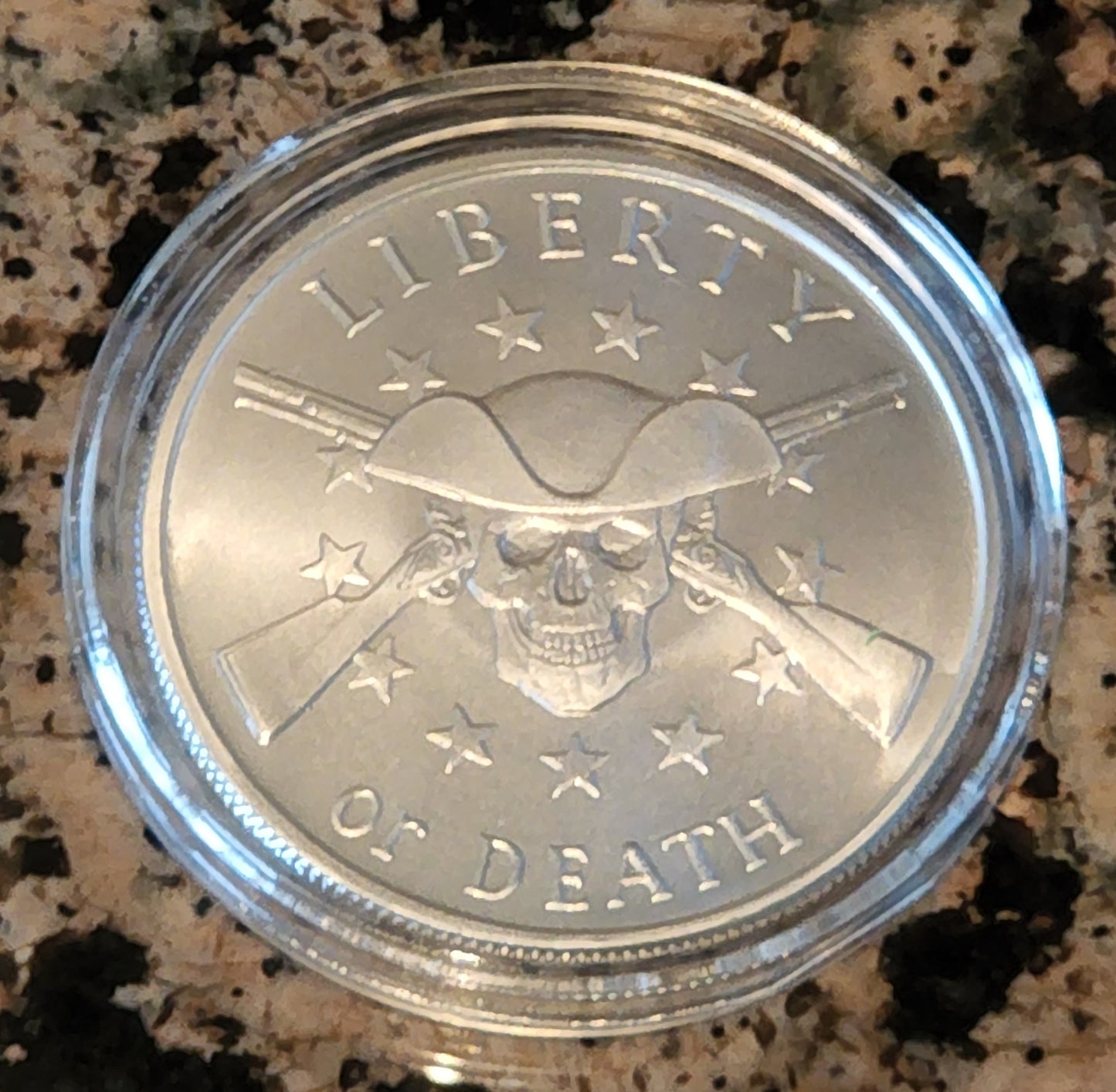 Liberty Or Death 1 Troy Oz Silver BU Round .999 Fine w/ Protective Capsule