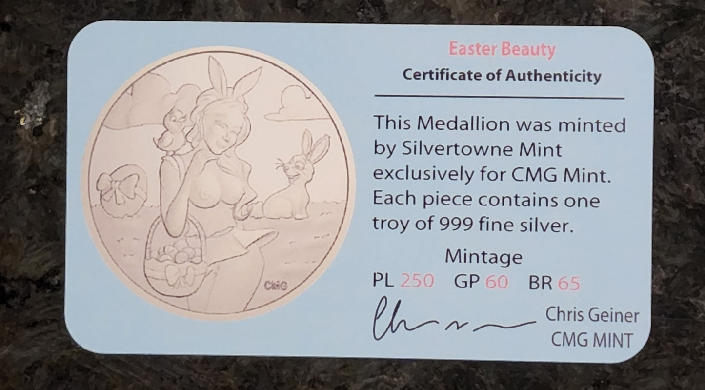 2022 Sexy Easter Beauty Silver .999 1oz Round Limited Mintage of 250 with COA