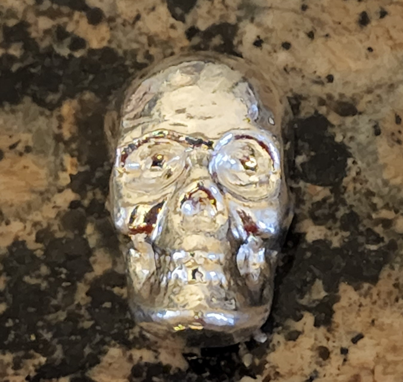 Silver Skull Yeager's 1 Oz Poured .999 Fine Silver 3D Art Bar