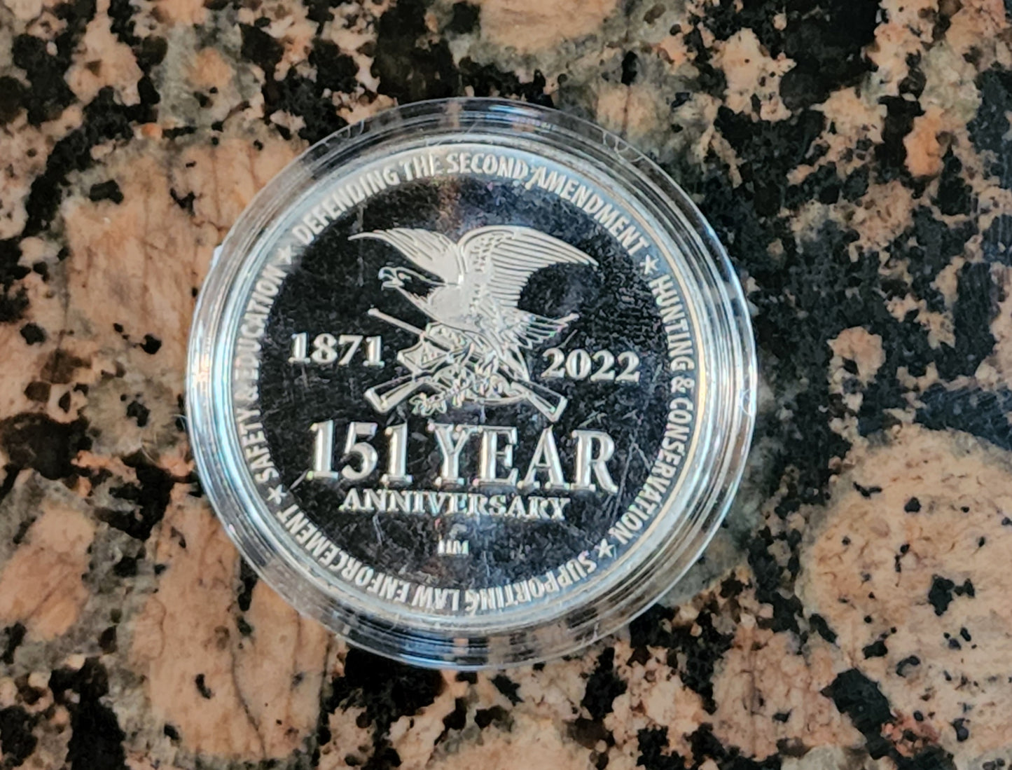 2022 NRA 151st Anniversary - RARE - 1 oz Silver Round 999 Fine BU with Protective Cap