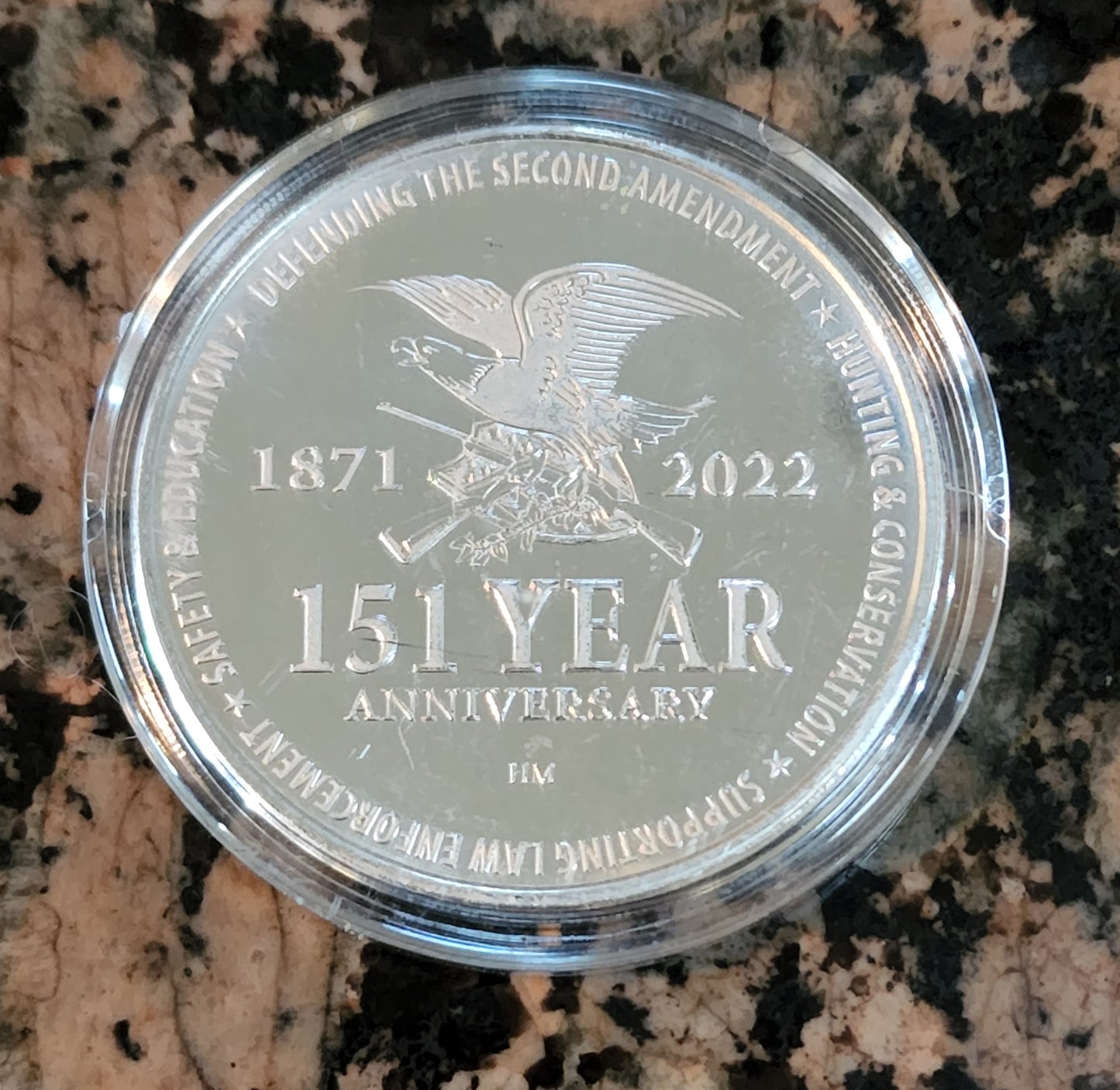 2022 NRA 151st Anniversary - RARE - 1 oz Silver Round 999 Fine BU with Protective Cap