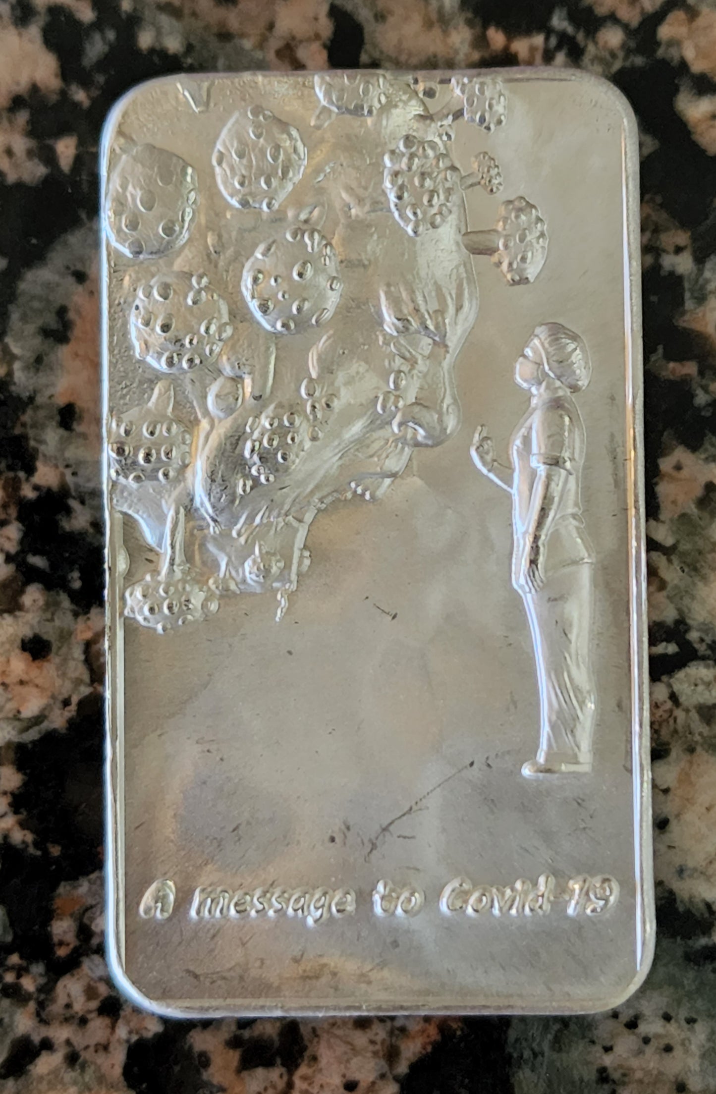 3 oz Argentia A Message to Covid-19 Silver Bar .9999 Fine Matte Finish - Limited Edition