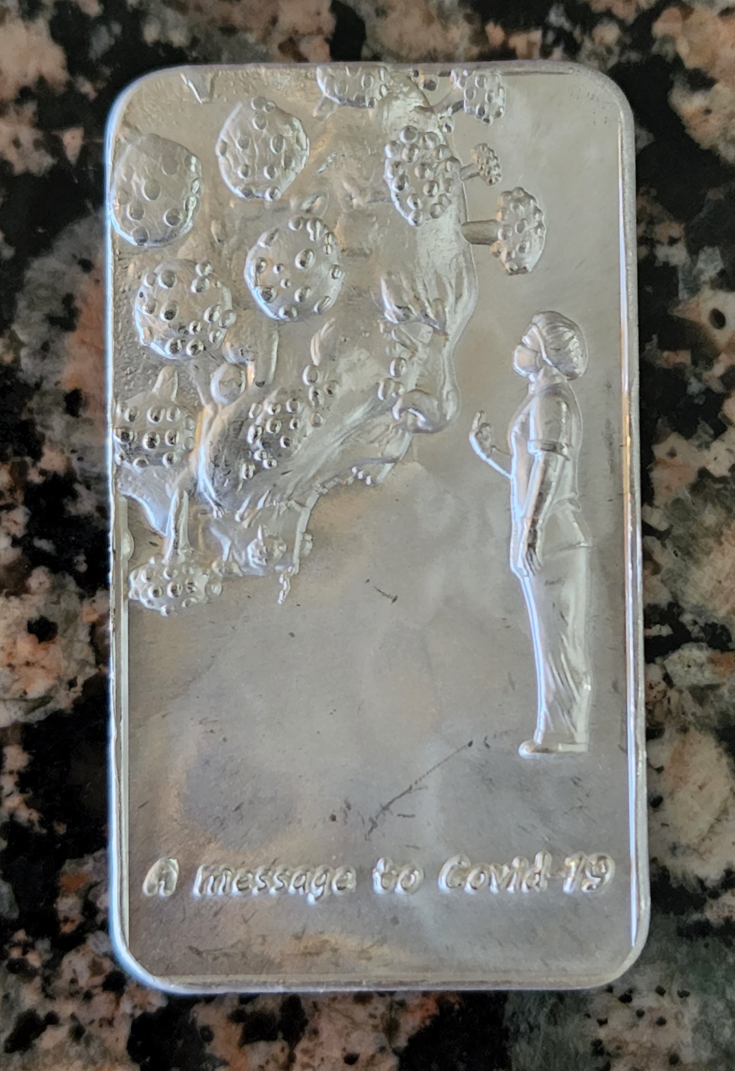 3 oz Argentia A Message to Covid-19 Silver Bar .9999 Fine Matte Finish - Limited Edition