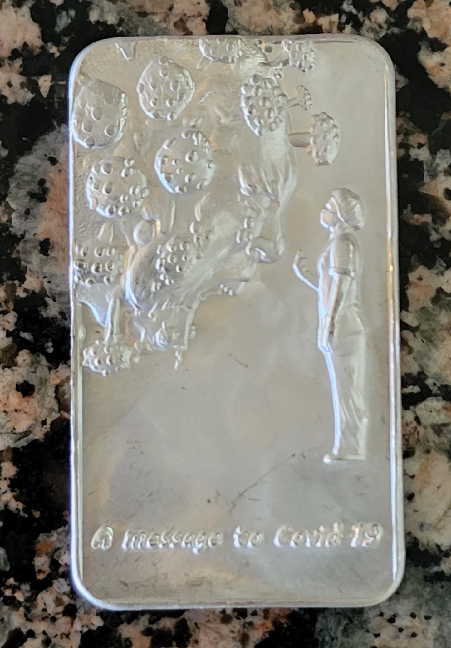 3 oz Argentia A Message to Covid-19 Silver Bar .9999 Fine Matte Finish - Limited Edition