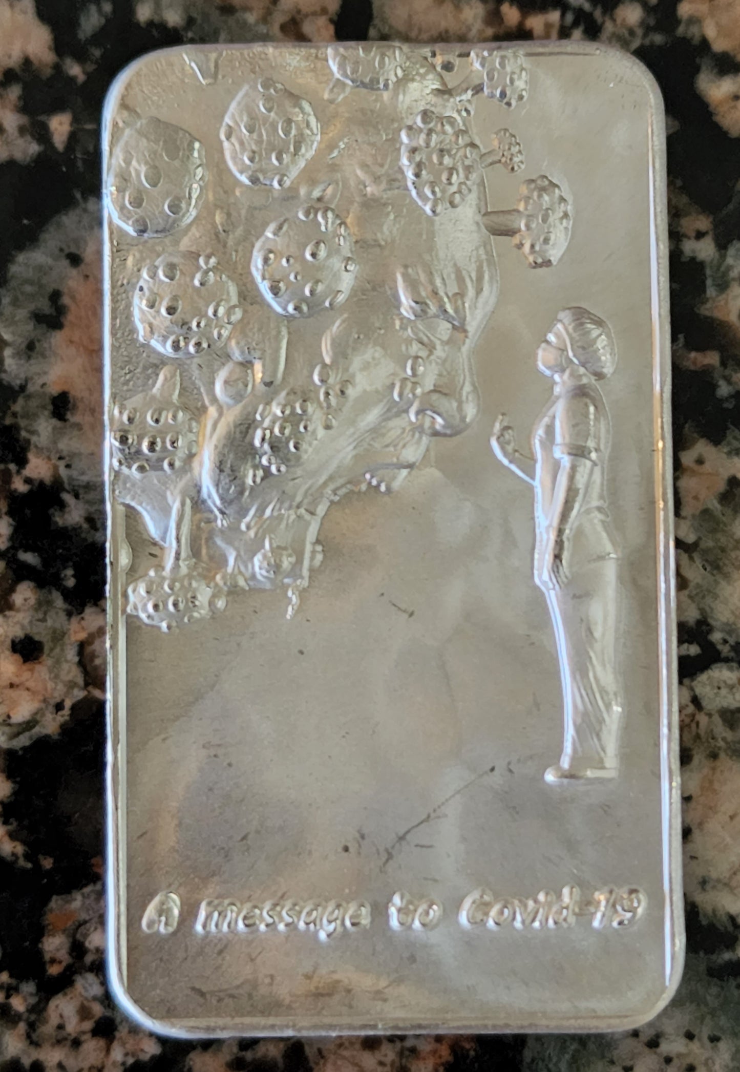 3 oz Argentia A Message to Covid-19 Silver Bar .9999 Fine Matte Finish - Limited Edition