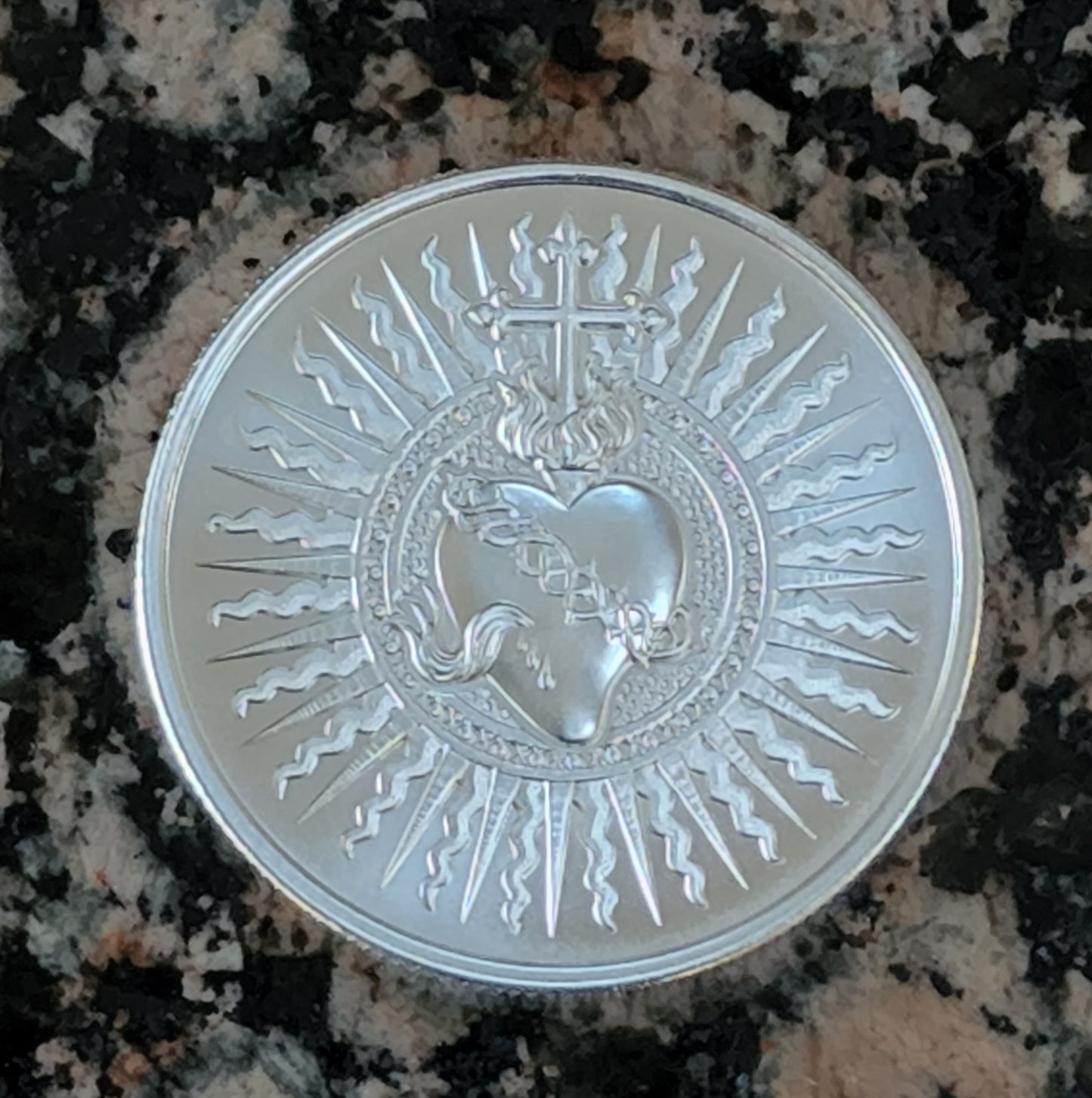 The Sacred Heart 1 Oz. Fine Silver Round .999 BU Limited Mintage