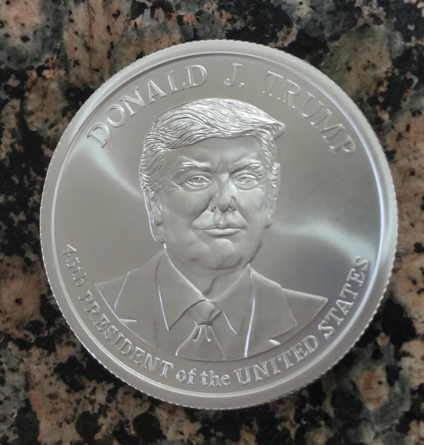 5 oz Stacker - Donald J. Trump 45th President 5 oz Silver Round 999 Fine BU