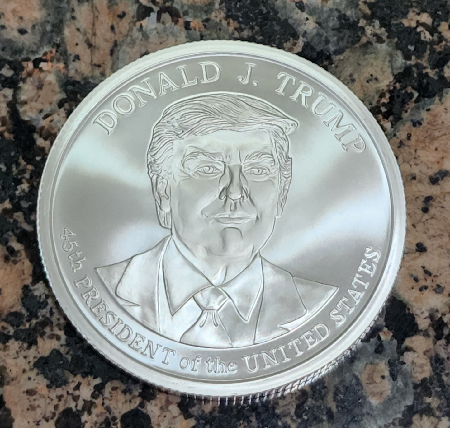 5 oz Stacker - Donald J. Trump 45th President 5 oz Silver Round 999 Fine BU