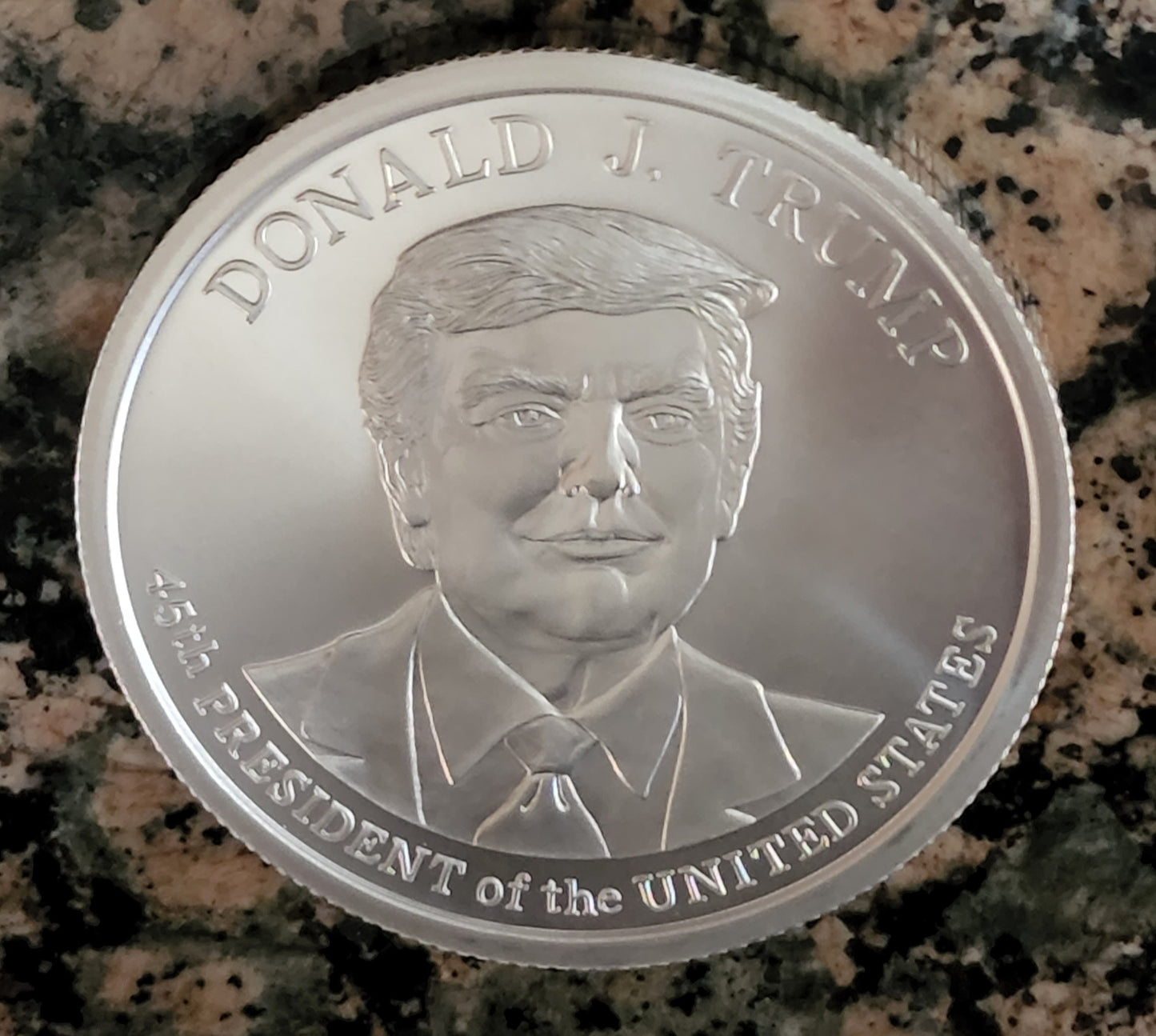 5 oz Stacker - Donald J. Trump 45th President 5 oz Silver Round 999 Fine BU