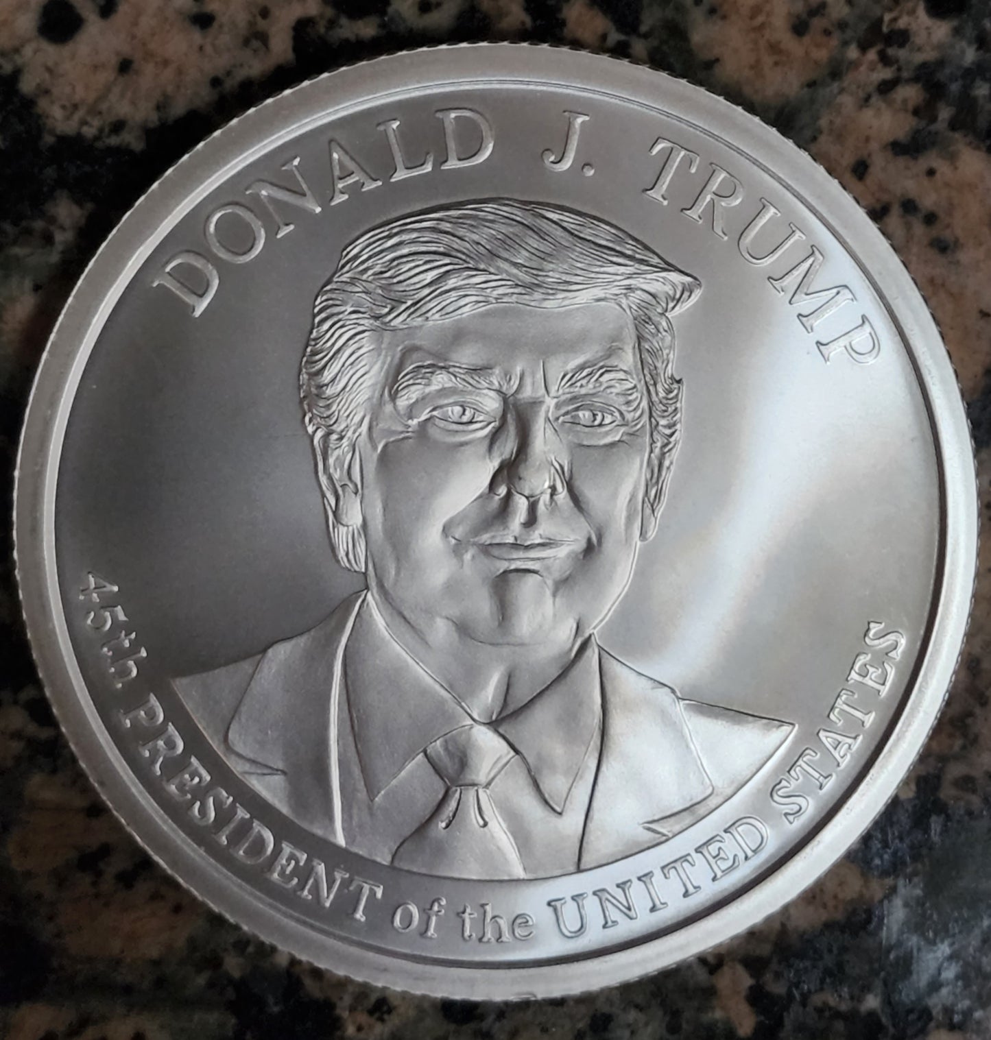 5 oz Stacker - Donald J. Trump 45th President 5 oz Silver Round 999 Fine BU