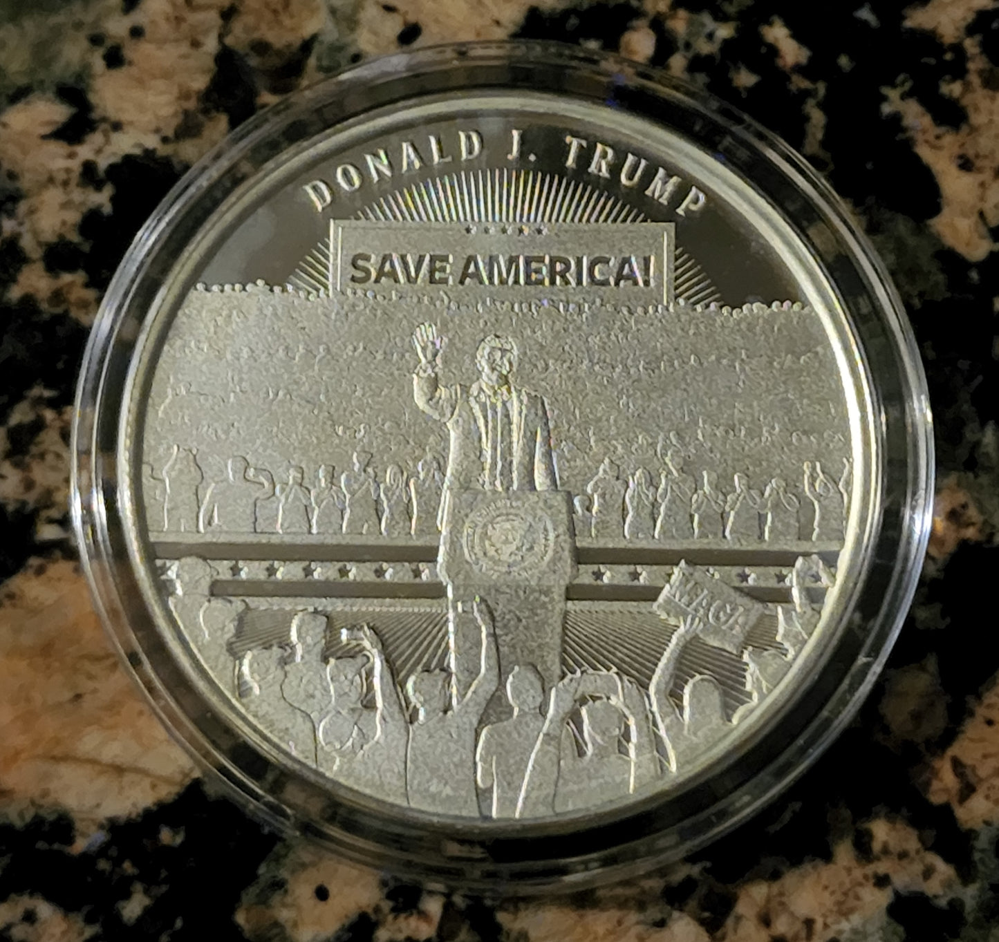 2022 Trump Save America Rallies Limited Edition 1 Troy Oz Silver Round 999 Fine