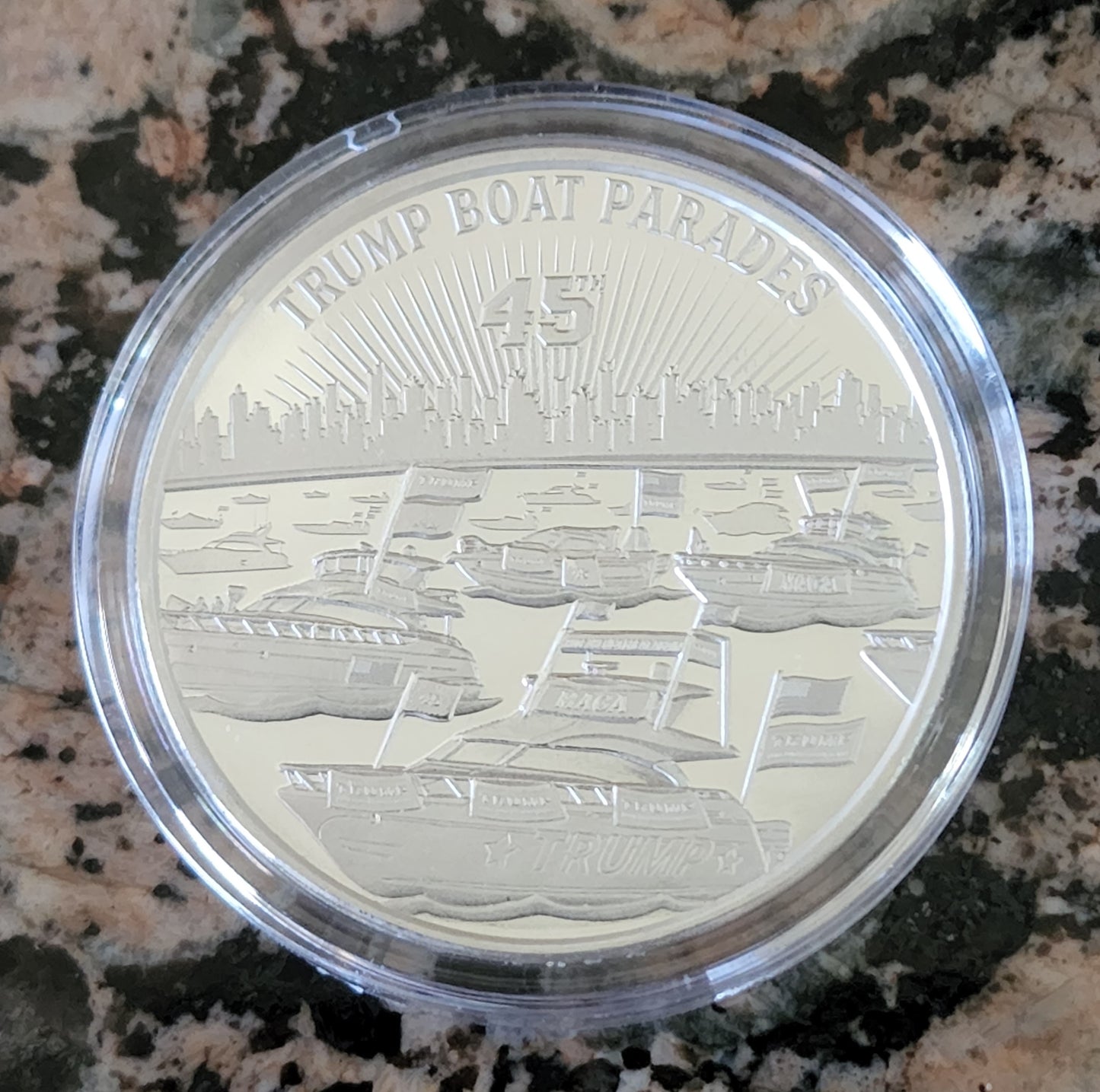 Trump Boat Parades Limited Edition 1 Troy Oz Silver Round .999 Fine