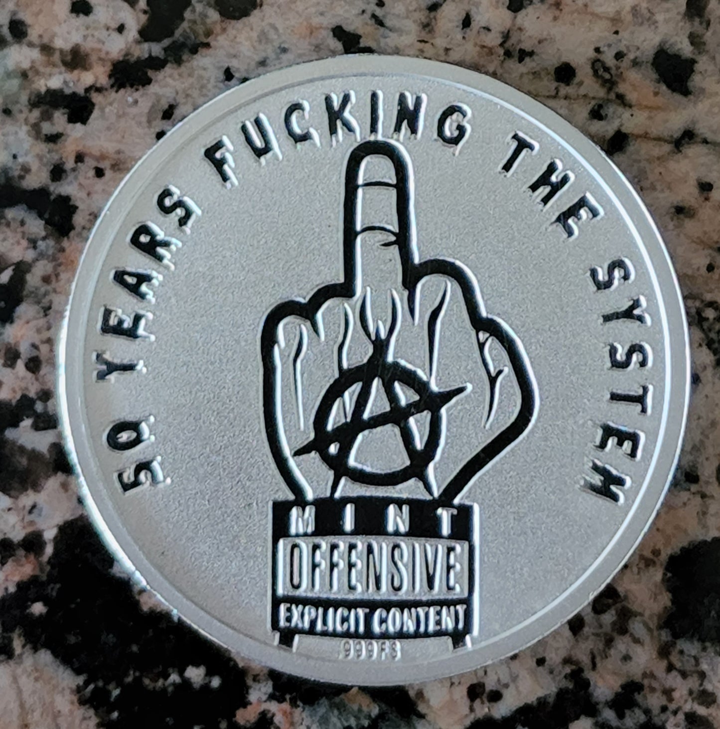 Punk Rock 50th Anniversary Explicit Offensive Silver .999 1 Oz Round 500 Mintage