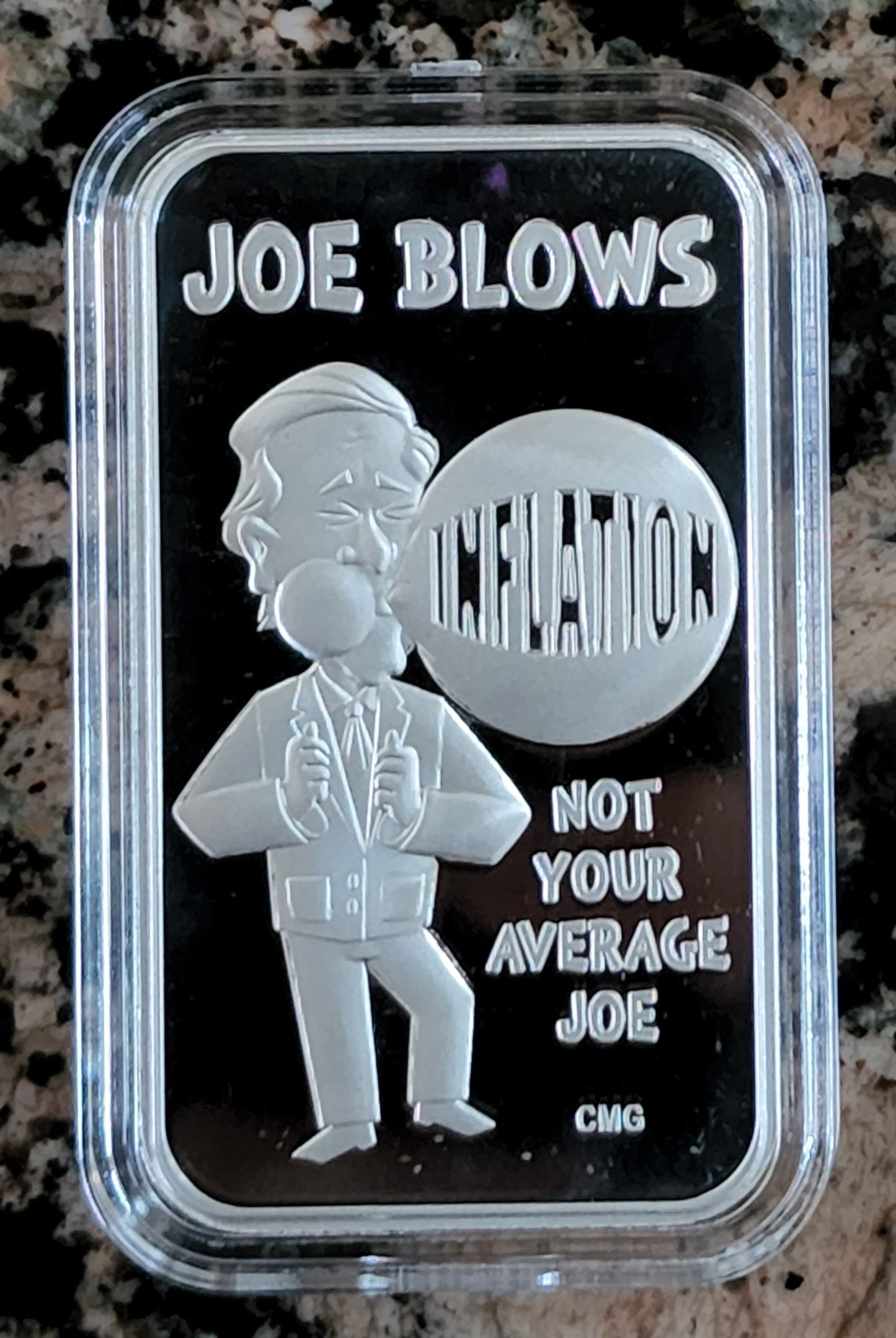 2022 Joe Blows Inflation 1 Oz .999 Silver Art Bar by CMG Mint w/ COA