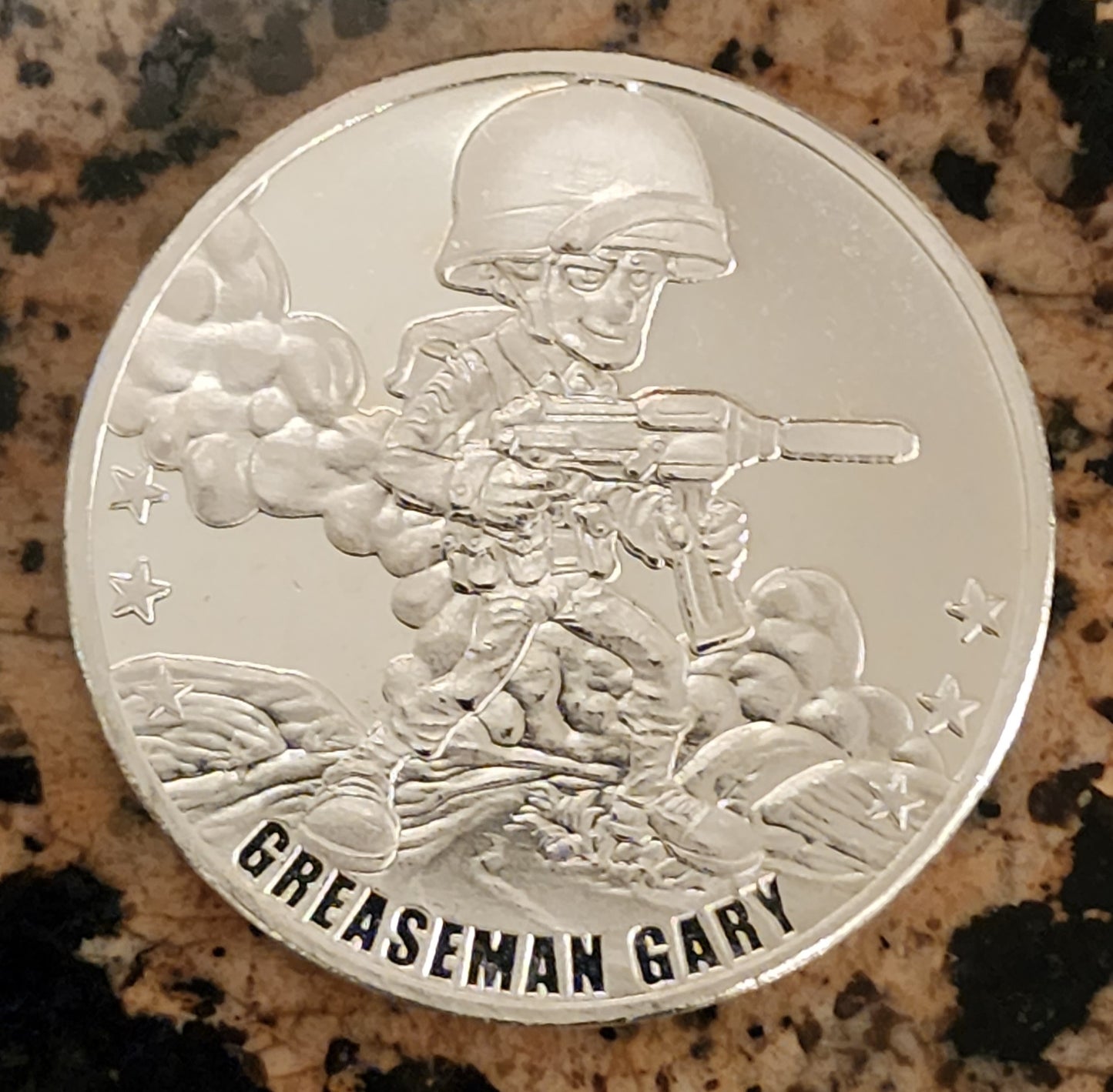 2022 Soldier Bullion Greaseman Gary 1 oz Silver Round 999 Fine BU with Protective Cap