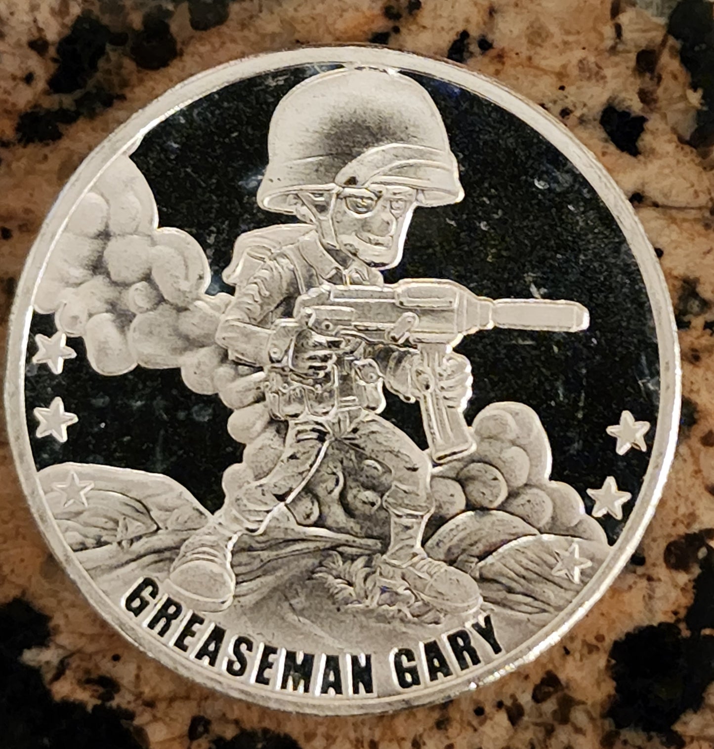 2022 Soldier Bullion Greaseman Gary 1 oz Silver Round 999 Fine BU with Protective Cap