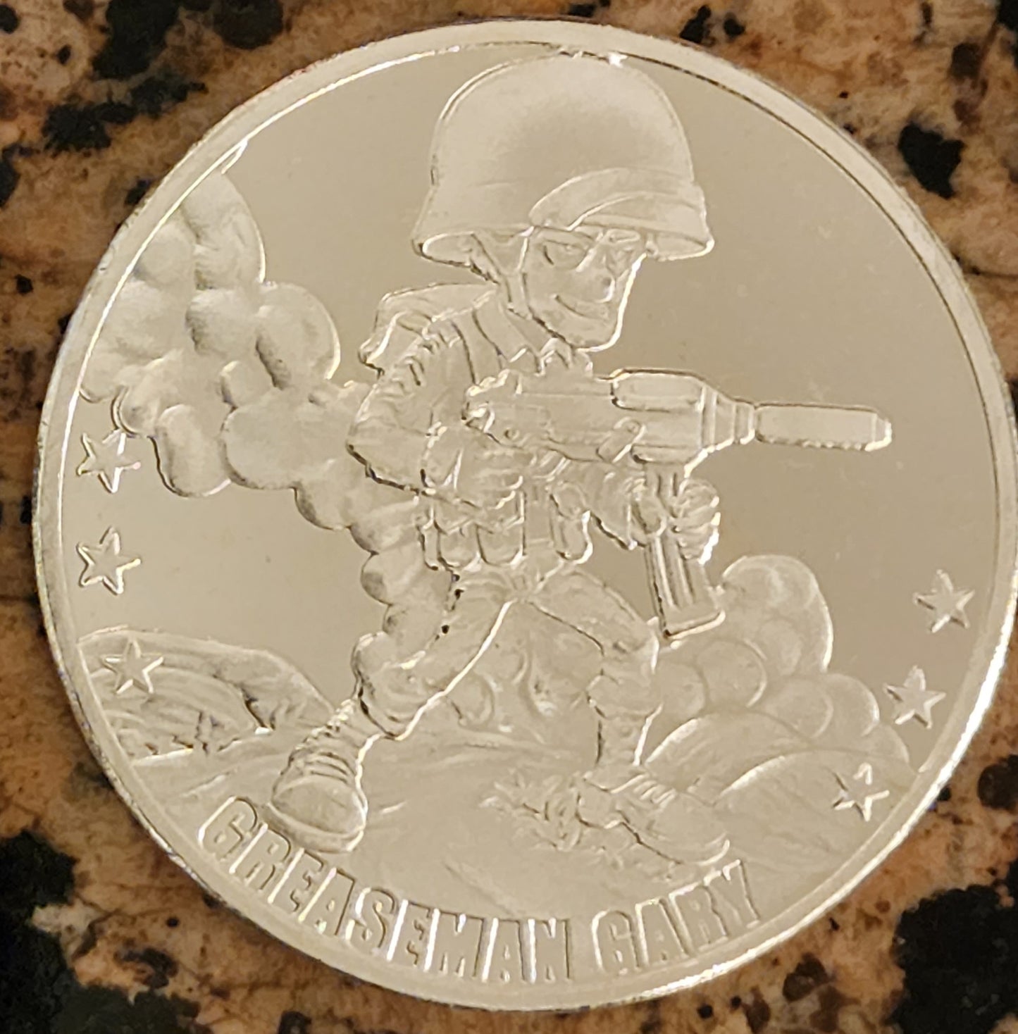 2022 Soldier Bullion Greaseman Gary 1 oz Silver Round 999 Fine BU with Protective Cap