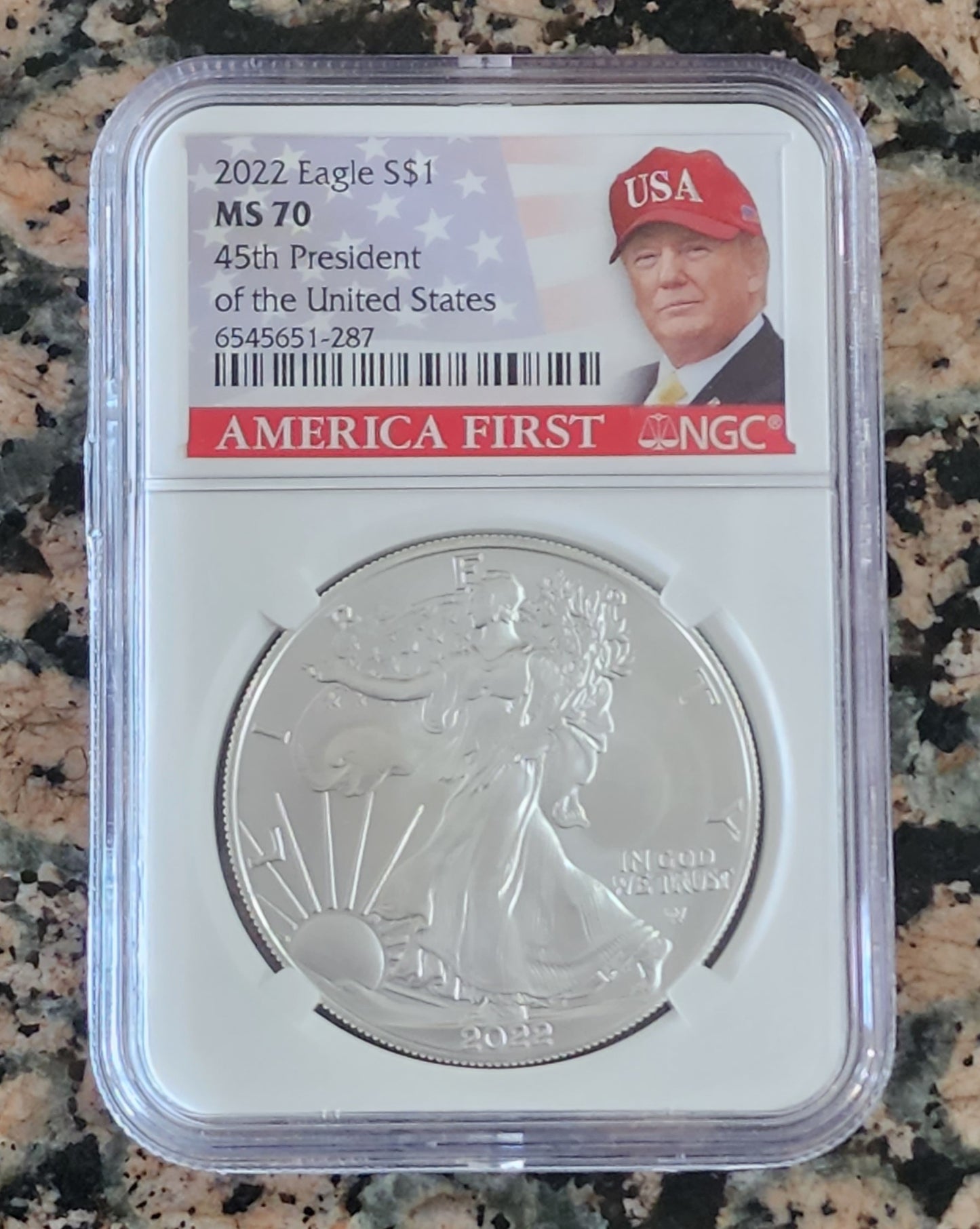 2022 Silver American Eagle MS70 Trump America First NGC Certified