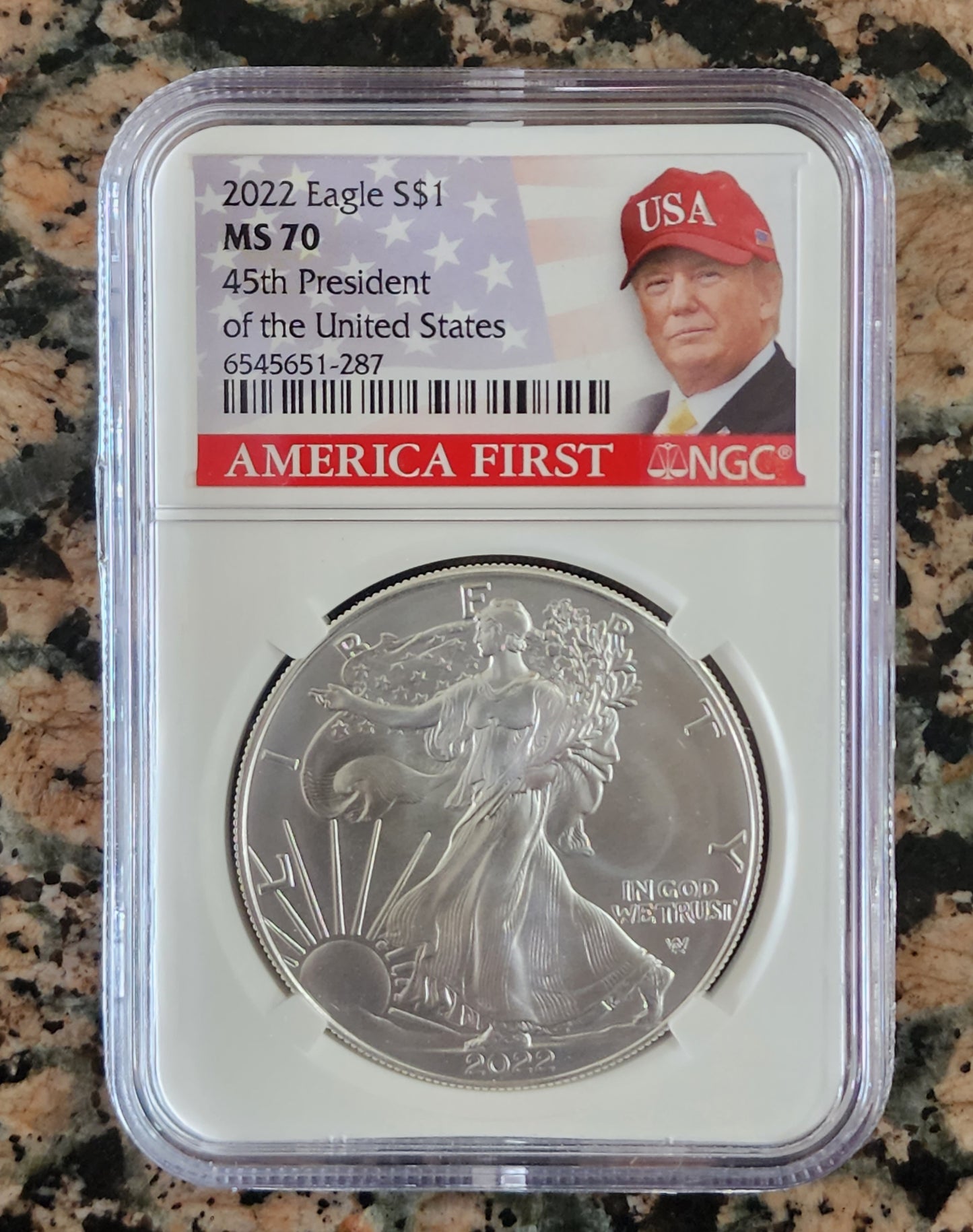 2022 Silver American Eagle MS70 Trump America First NGC Certified