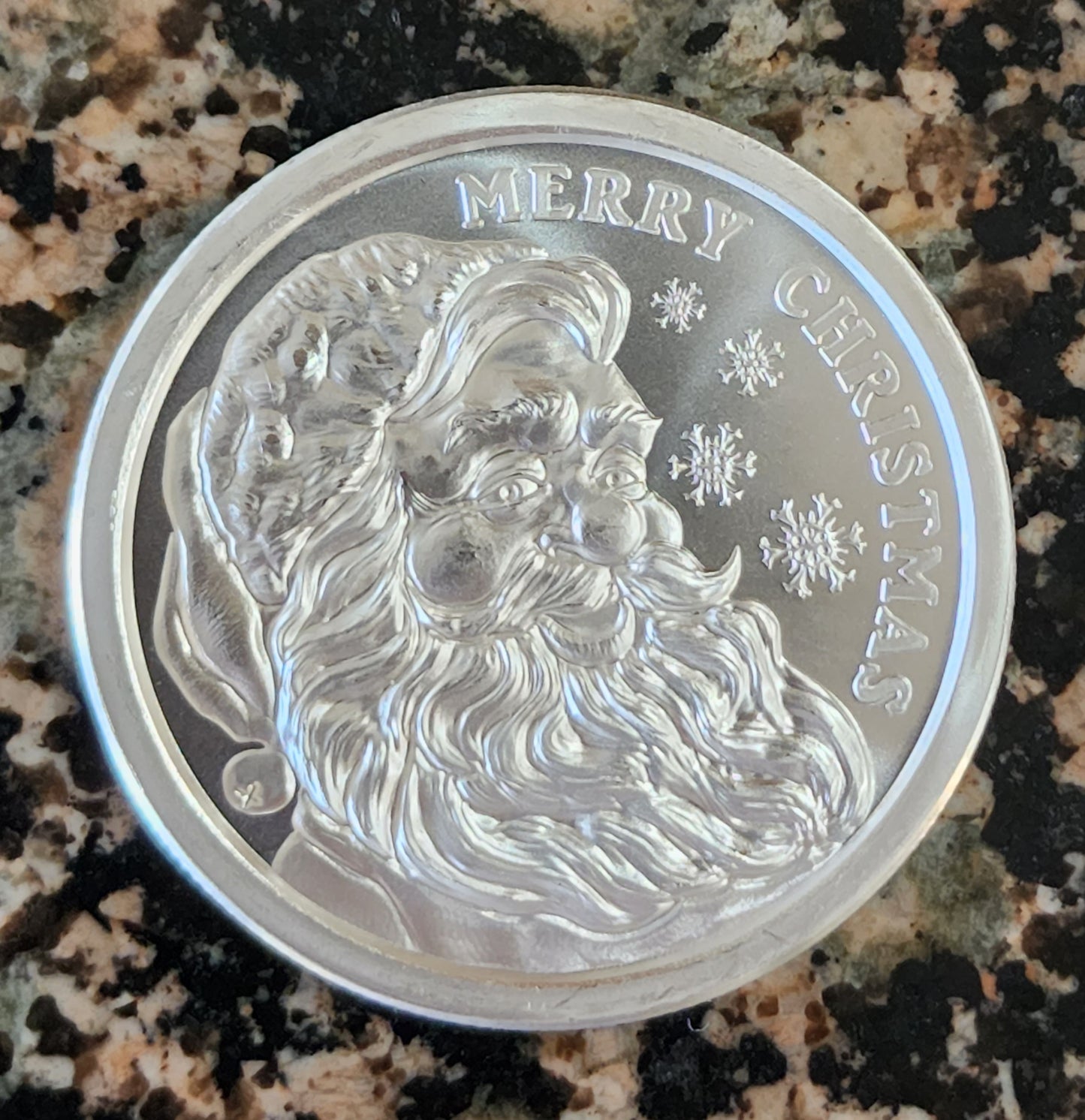 Merry Christmas Santa Claus 2023 1 Oz Silver BU Round .999 w/ Protective Capsule