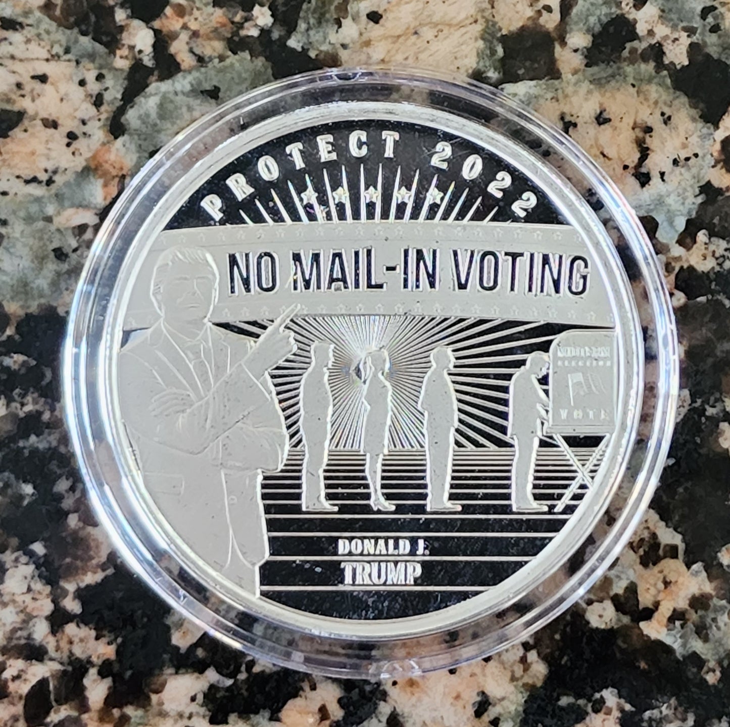 2022 Trump No Mail-In Voting Limited Edition 1 Troy Oz Silver Round .999 Fine