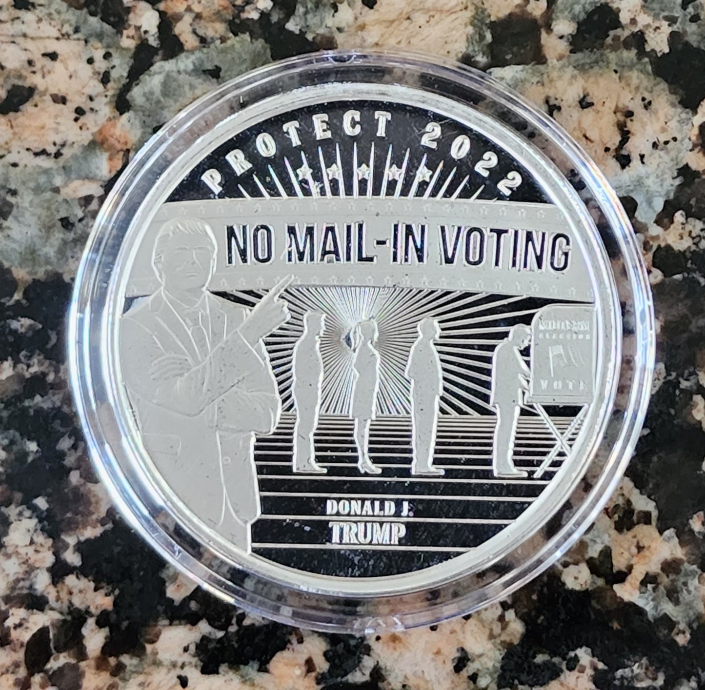 2022 Trump No Mail-In Voting Limited Edition 1 Troy Oz Silver Round .999 Fine