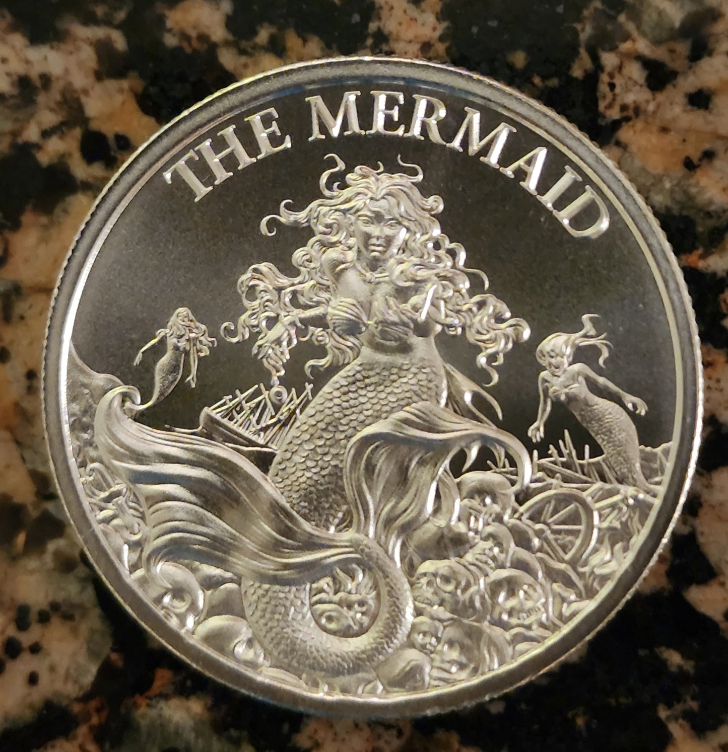 The Mermaid 1 Troy Ounce .999 Fine Silver BU Round w/Protective Capsule