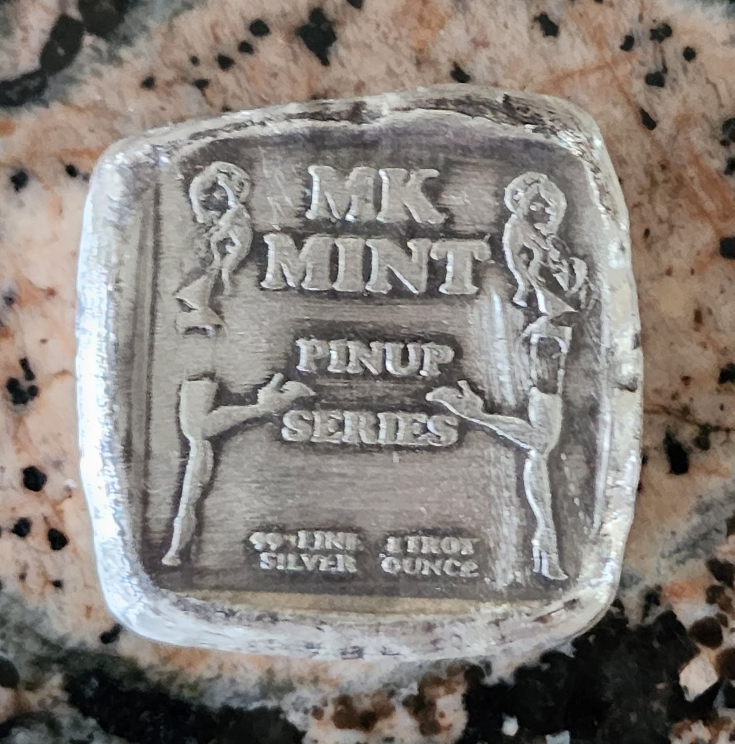 MK BARZ SEXY PIN UP GIRL - OCTOBER SQUARE 1OZT .999 FINE SILVER