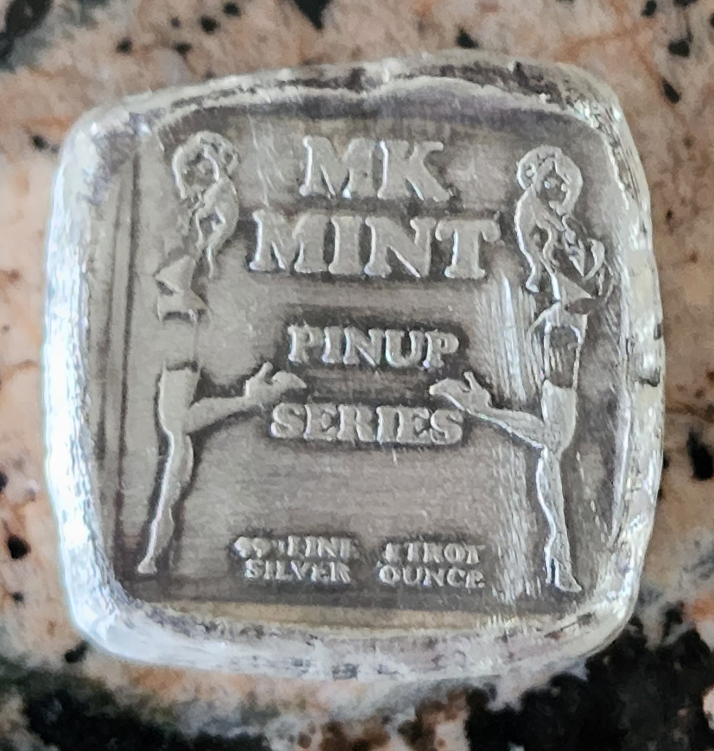 MK BARZ SEXY PIN UP GIRL - OCTOBER SQUARE 1OZT .999 FINE SILVER