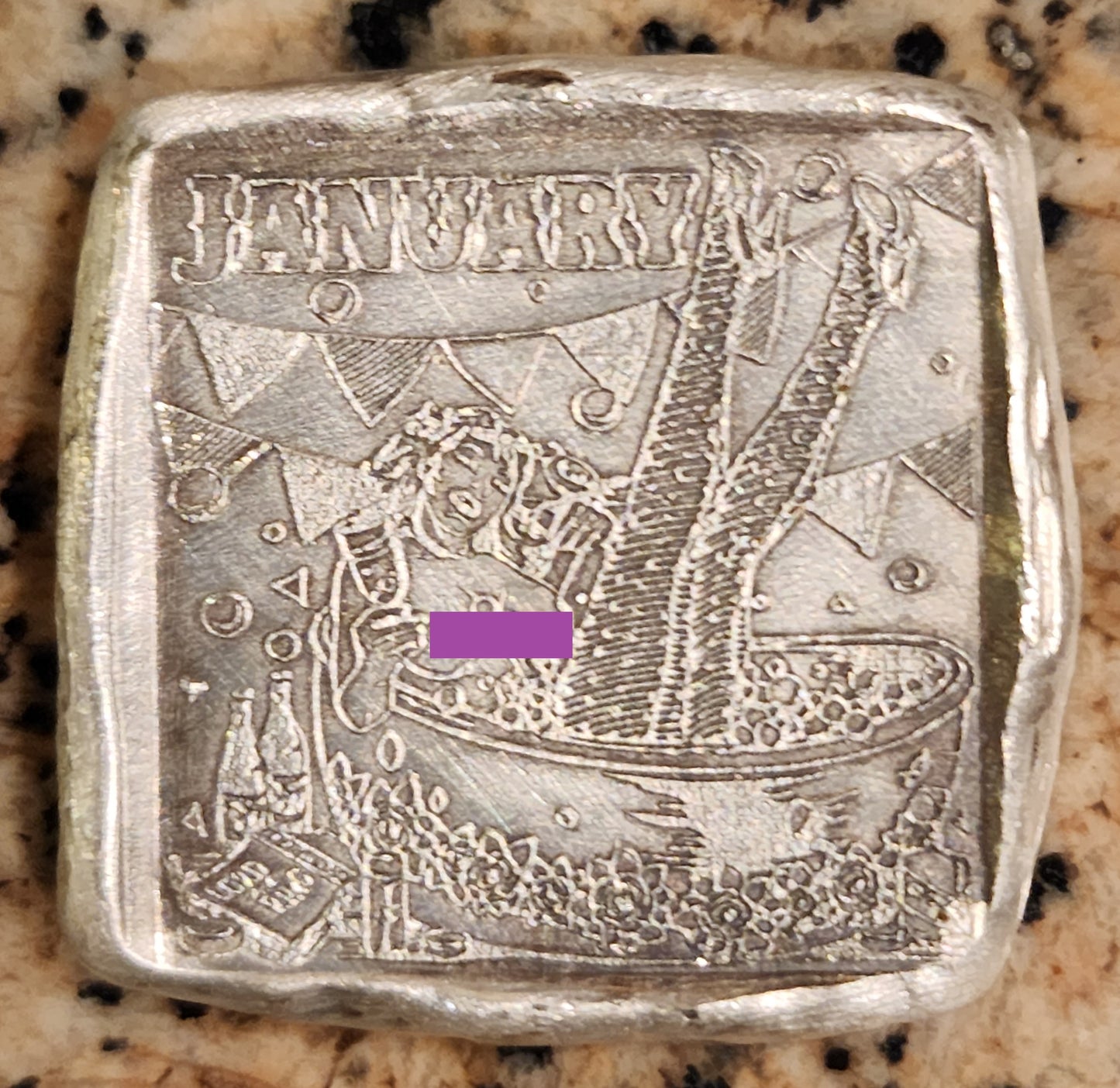 MK BARZ SEXY PIN UP GIRL - JANUARY SQUARE 1OZT .999 FINE SILVER