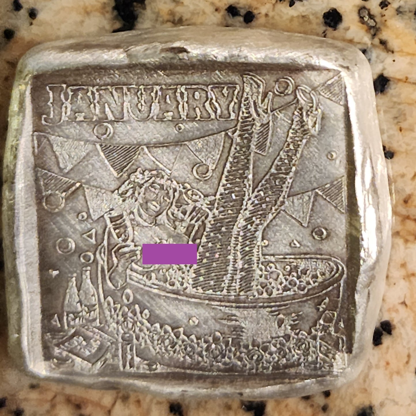 MK BARZ SEXY PIN UP GIRL - JANUARY SQUARE 1OZT .999 FINE SILVER