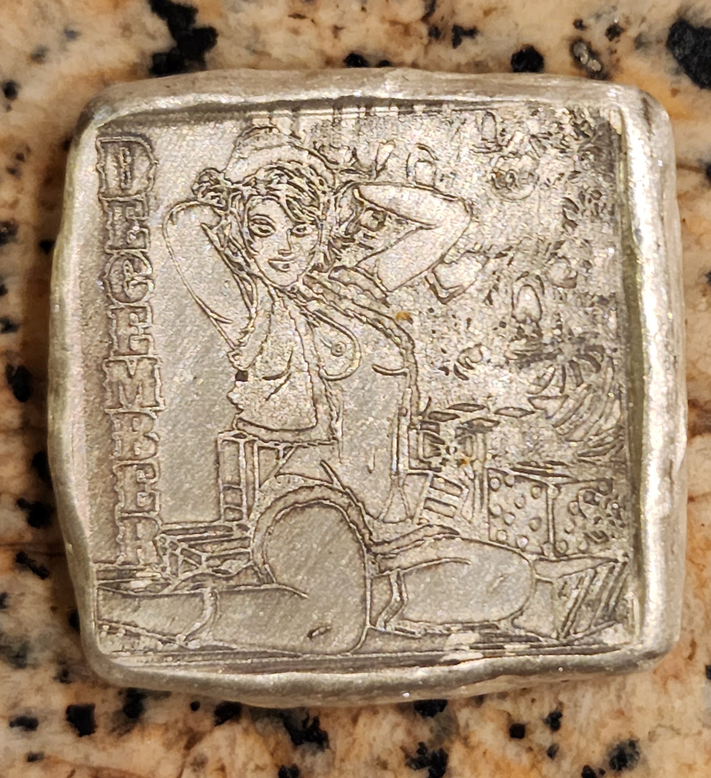 MK BARZ SEXY PIN UP GIRL - MAY SQUARE 1OZT .999 FINE SILVER