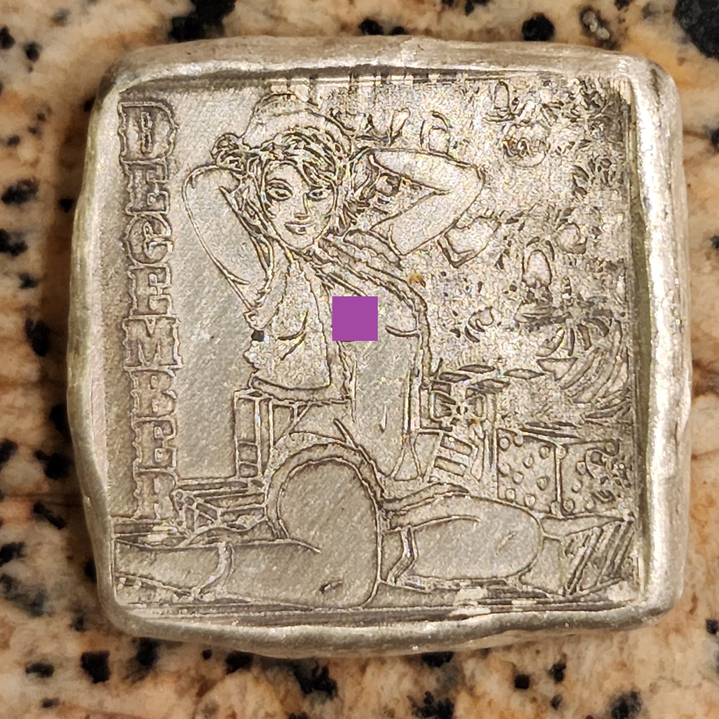 MK BARZ SEXY PIN UP GIRL - DECEMBER SQUARE 1OZT .999 FINE SILVER