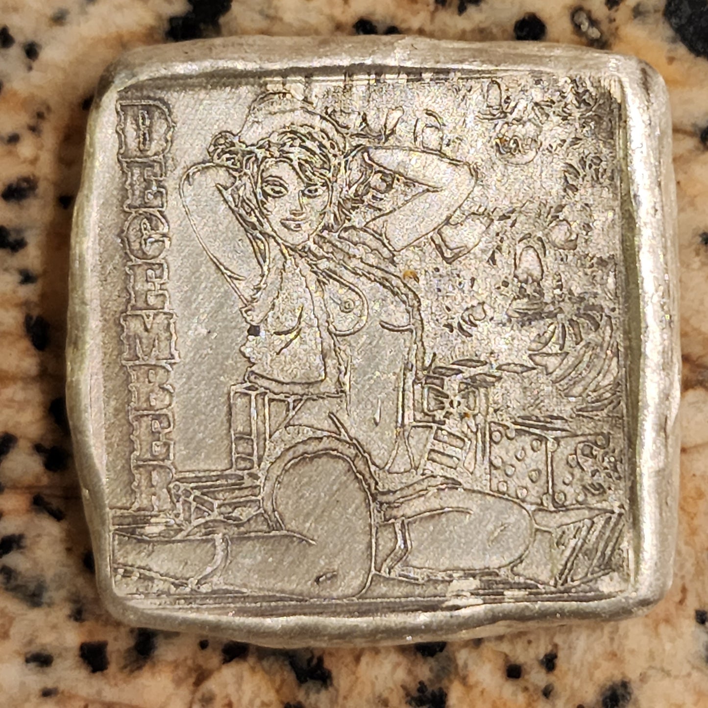 MK BARZ SEXY PIN UP GIRL - MAY SQUARE 1OZT .999 FINE SILVER