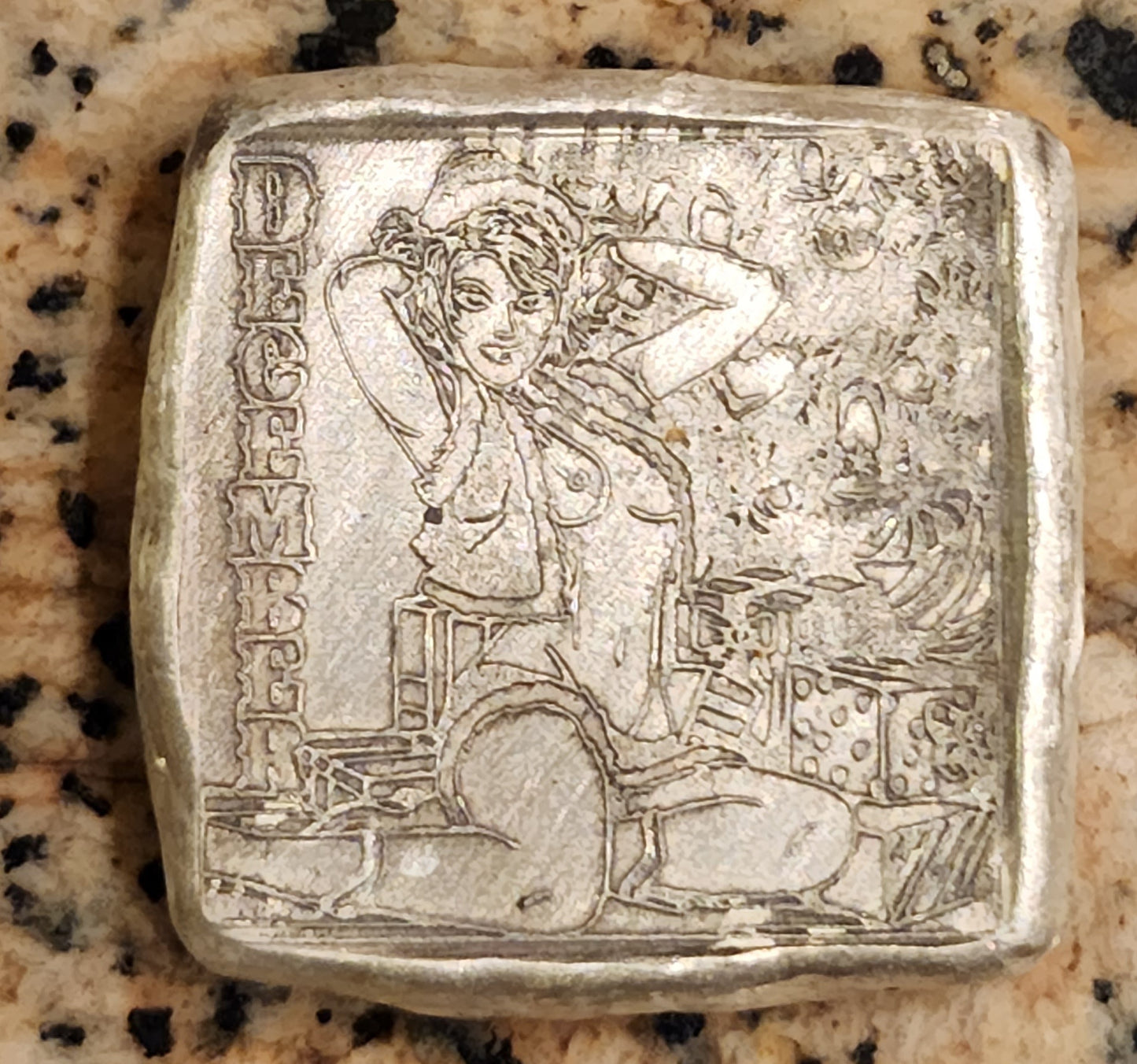 MK BARZ SEXY PIN UP GIRL - MAY SQUARE 1OZT .999 FINE SILVER