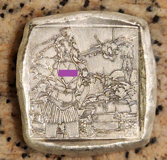 MK BARZ SEXY PIN UP GIRL - MAY SQUARE 1OZT .999 FINE SILVER