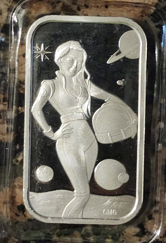 2023 Space Beauty Sexy 1 Oz .999 CMG Mint Silver Art Bar Rare w/ COA