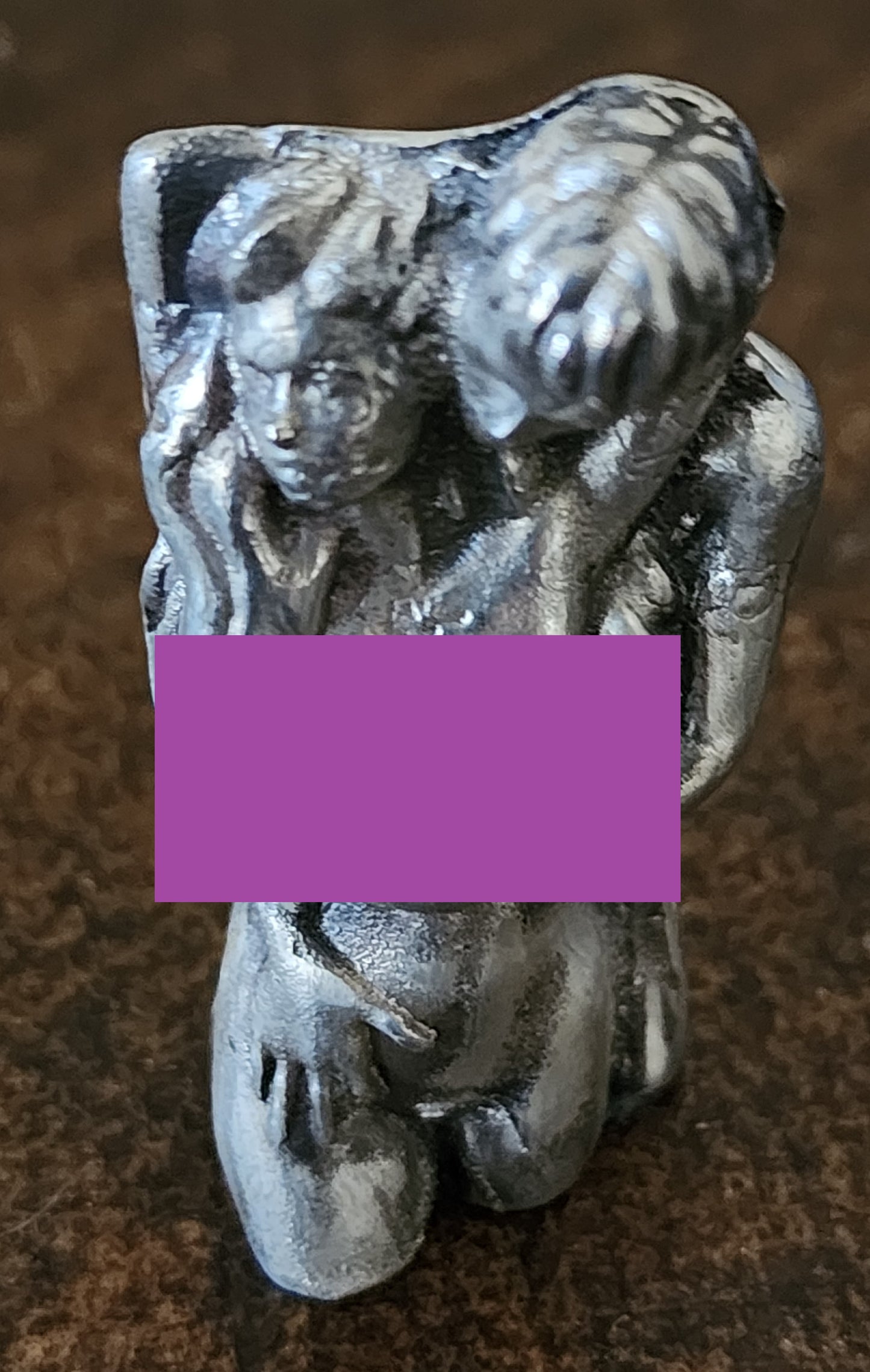 Sexy Couple Statue Hand Poured Silver 3.4 Troy Ounces .999 Fine