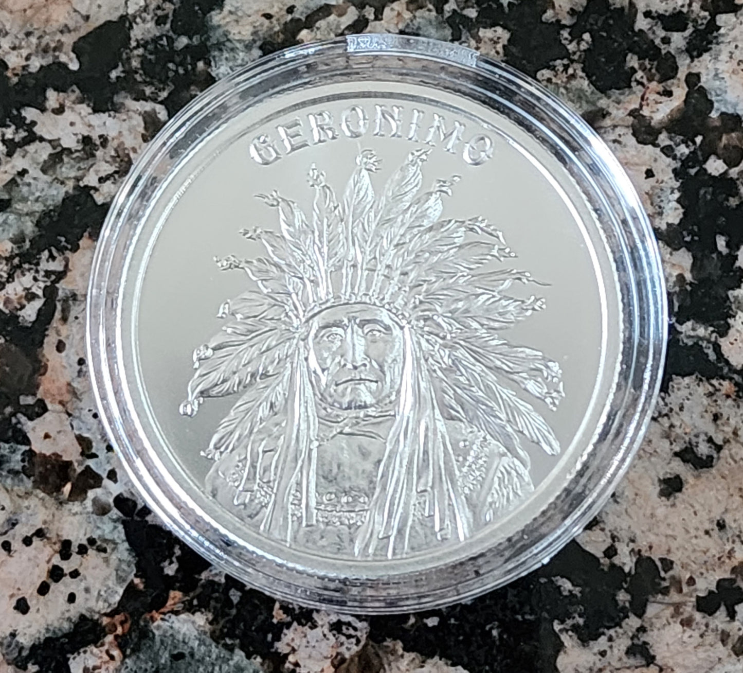 Geronimo Art Round 1 Troy Ounce .999 Fine Silver BU Round w/Protective Capsule