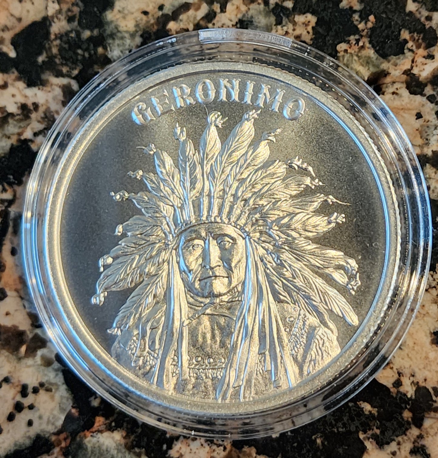 Geronimo Art Round 1 Troy Ounce .999 Fine Silver BU Round w/Protective Capsule