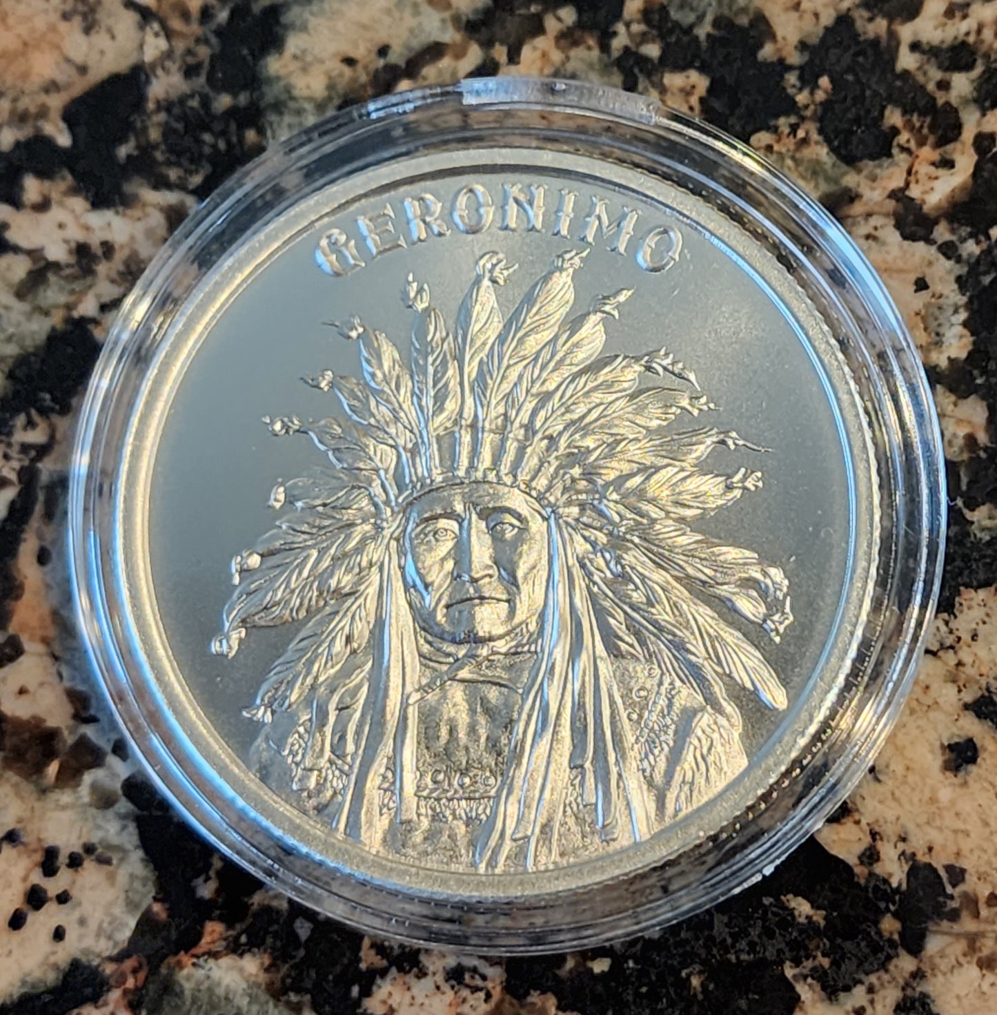 Geronimo Art Round 1 Troy Ounce .999 Fine Silver BU Round w/Protective Capsule