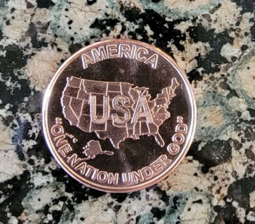 AMERICA ONE NATION UNDER GOD .999 Pure Copper Round 1 AVDP ounce BU